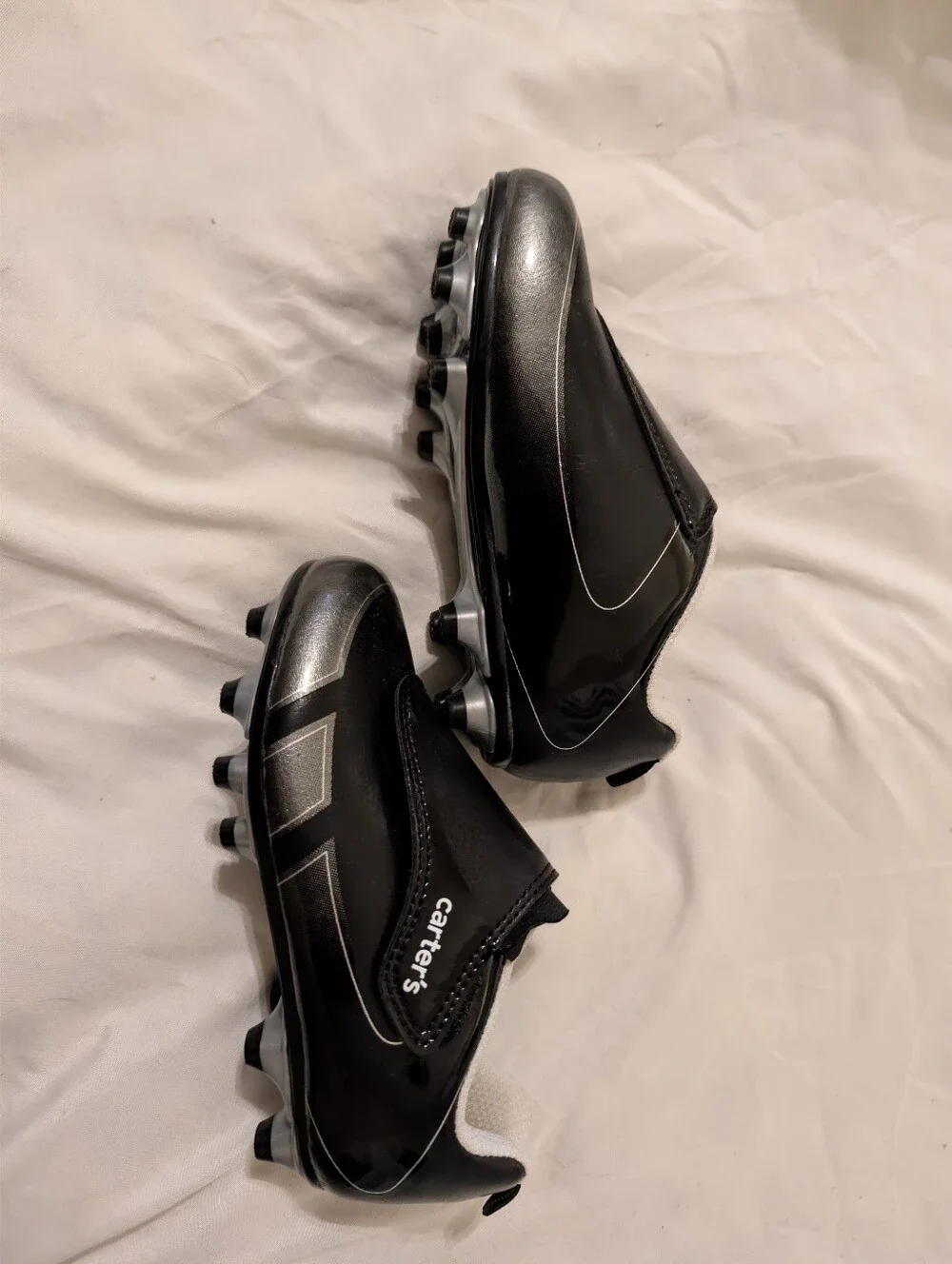 Carter's Kids Black and Silver Slip-On Cleats